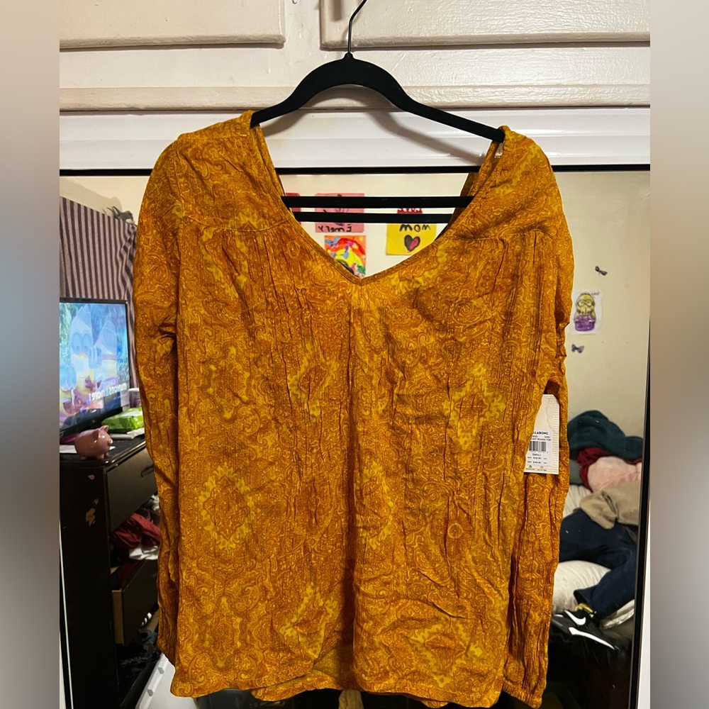 Billabong Mustard V-Neck Blouse